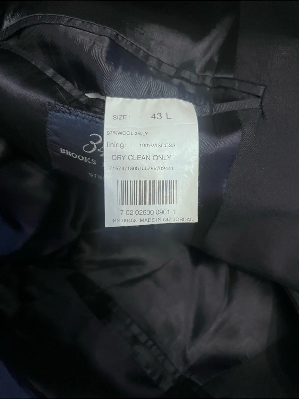 Brooks Brothers‎ 346 Men’s Navy Stretch Wool Blend Sport Coat Blazer Size 43L